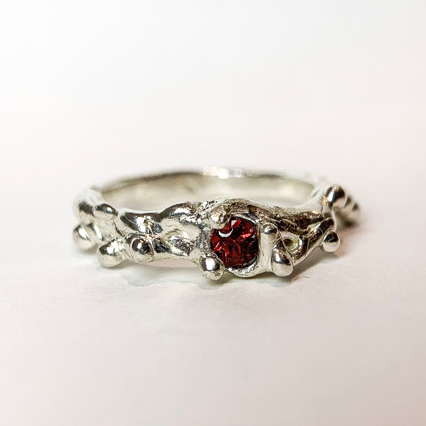 Garnet Silver Ring — detail view