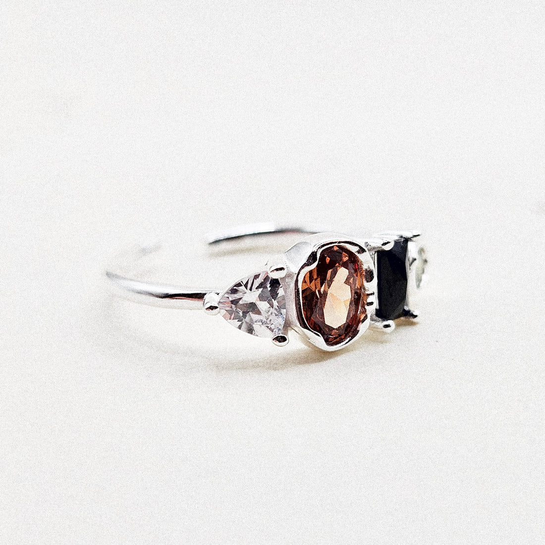 Multi Color CZ Silver Ring