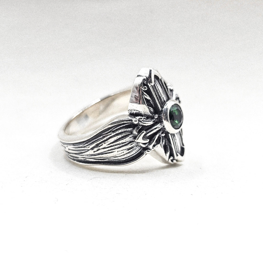Big Gem Cross Silver Ring