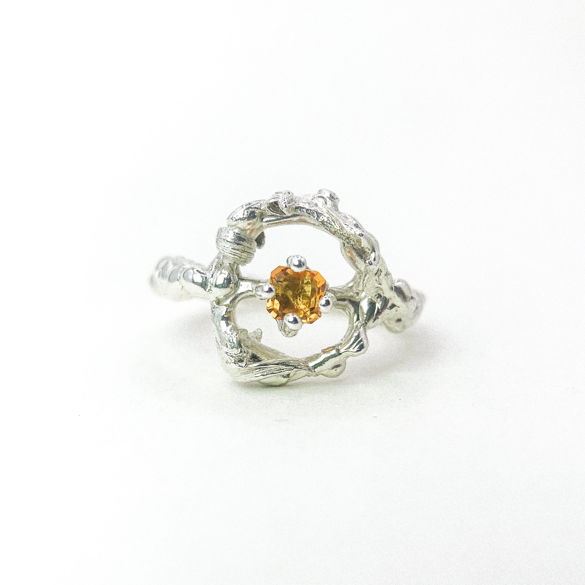 Citrine Bubbling Circle Silver Ring