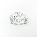 Multi Flower Open Band Silver Ring — detail view