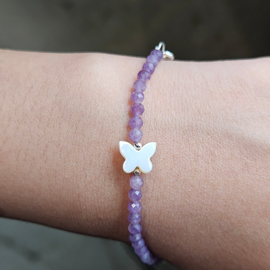 Amethyts Butterfly Silver Bracelet