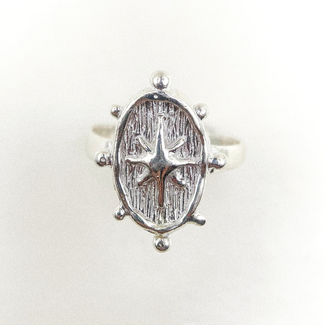Oval Star Silver Ring