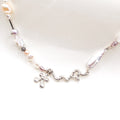 Multi Pearl Drop Flower Silver Necklace — detail view