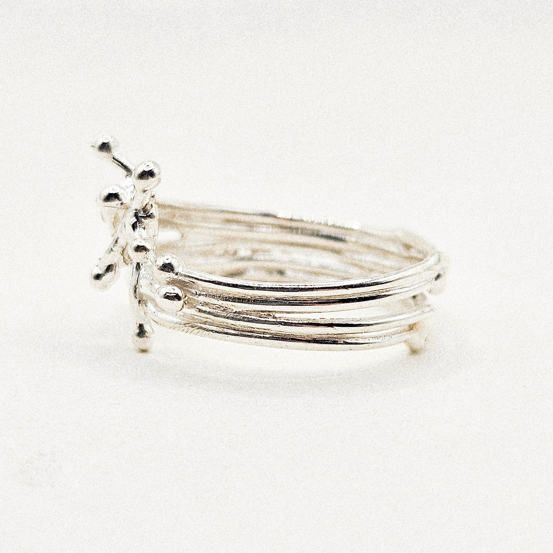 Bead Wire Band Silver Ring