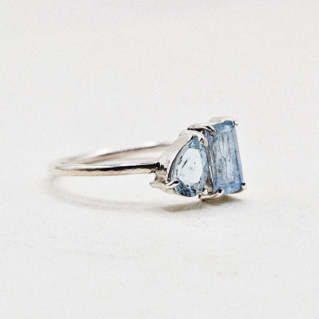 Toi et Moi Aquamarine Silver Ring
