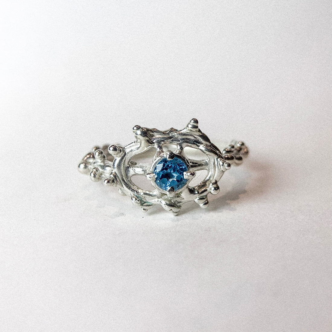 Topaz Coral Bloom Silver Ring