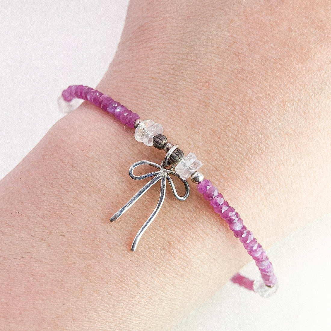 Moonstone Bow Silver Bracelet