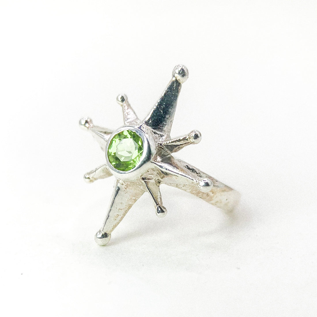 North Star Peridot Silver Ring