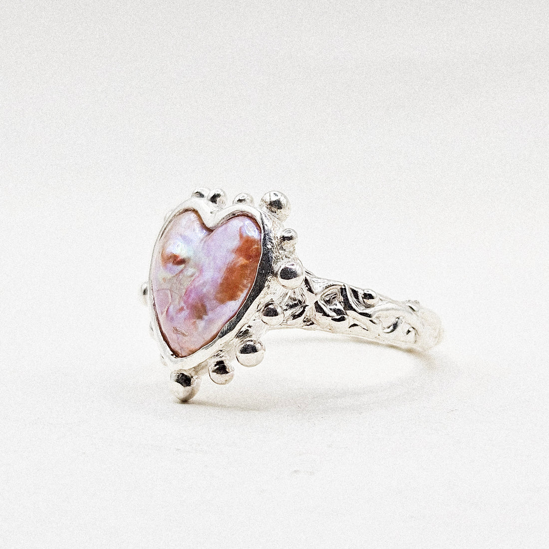 Heart Pearl Silver Ring