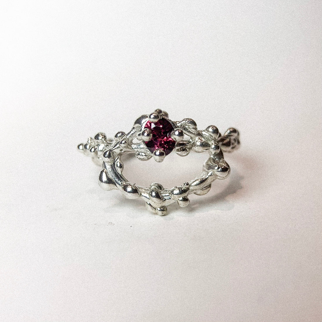 Garnet Random Ball Silver Ring