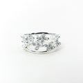 Multi Flower Open Band Silver Ring