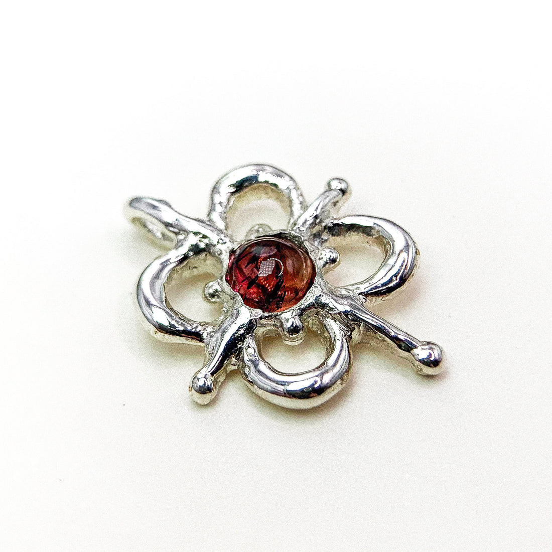 Tourmaline Flower Silver Pendant
