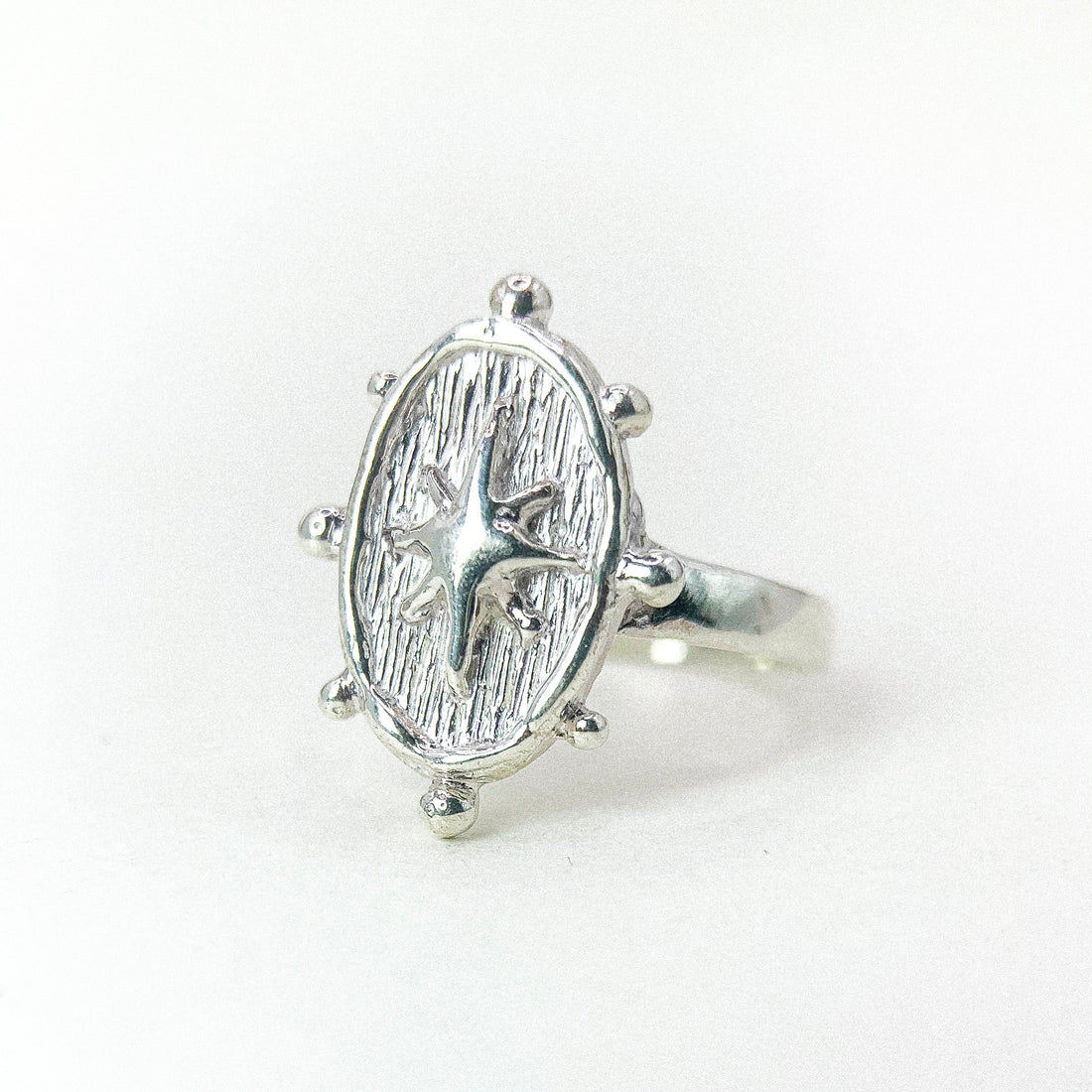 Oval Star Silver Ring