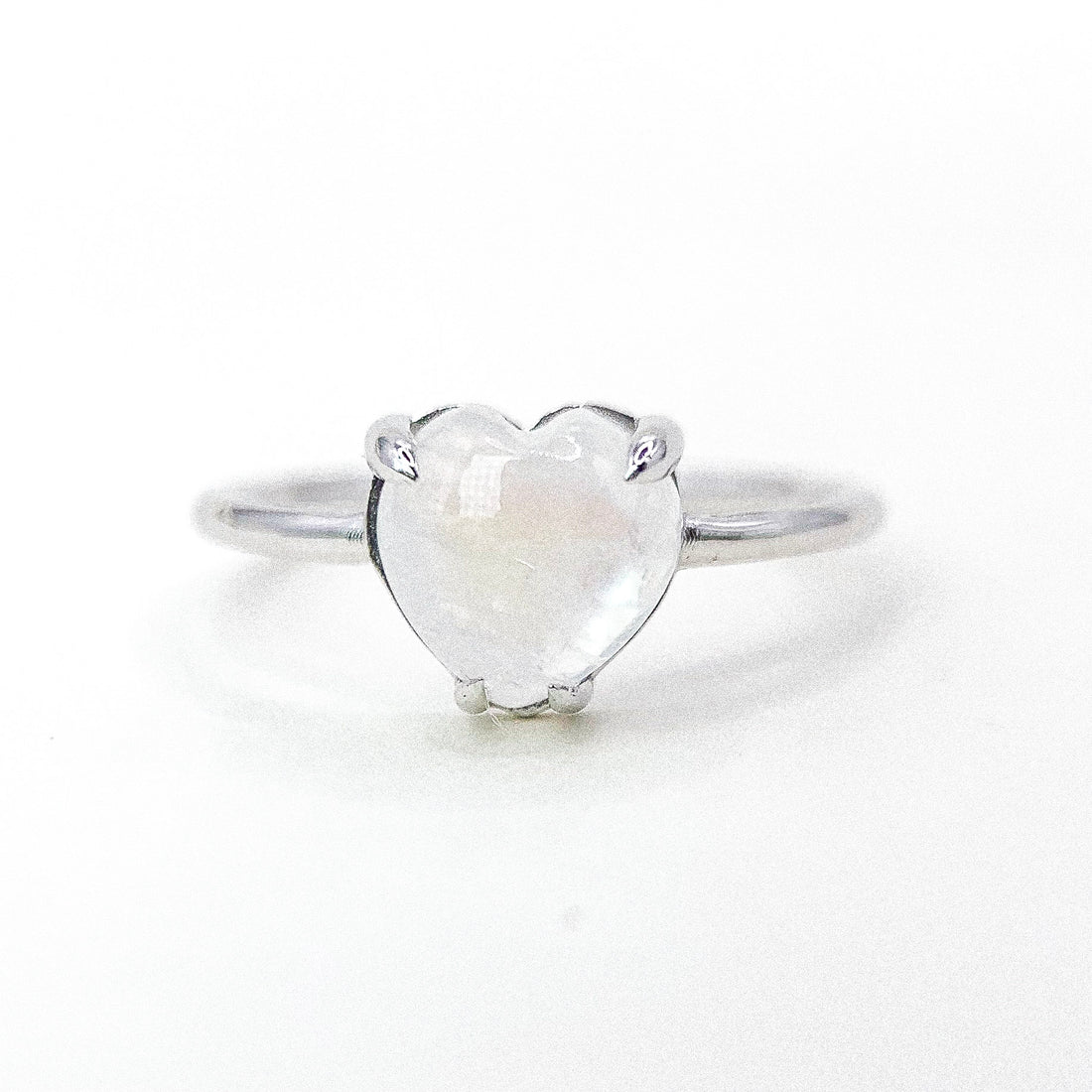Moonstone Heart Silver Ring