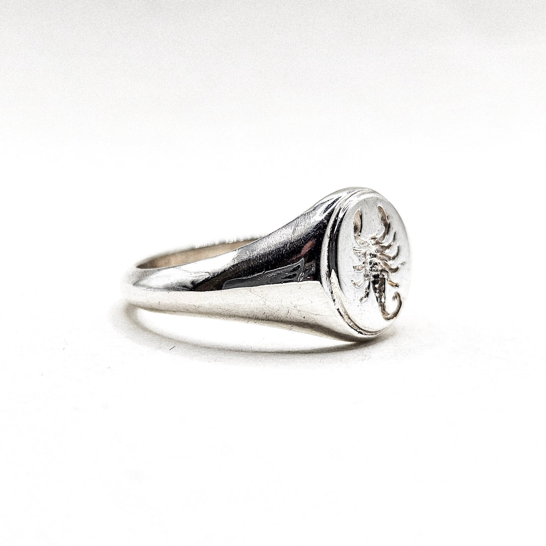 Engraved Animal Signet Silver Ring