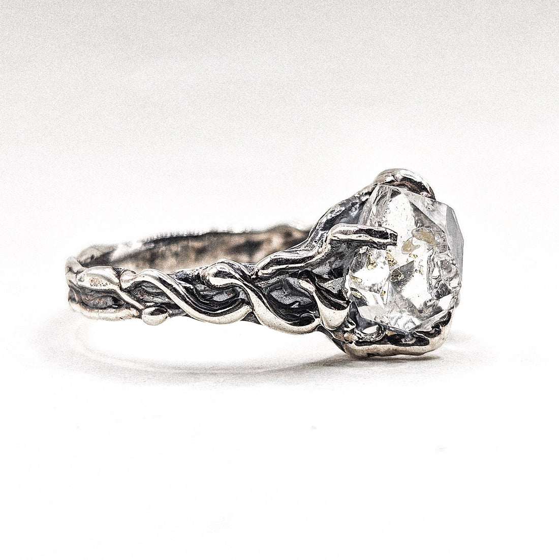 Herkimer Thin Band Silver Ring