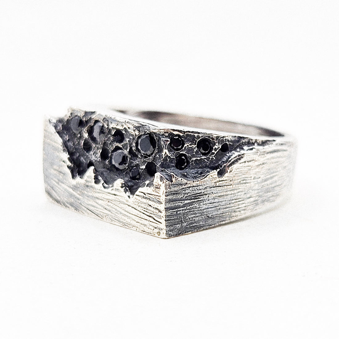 Eroded Block Silver Ring