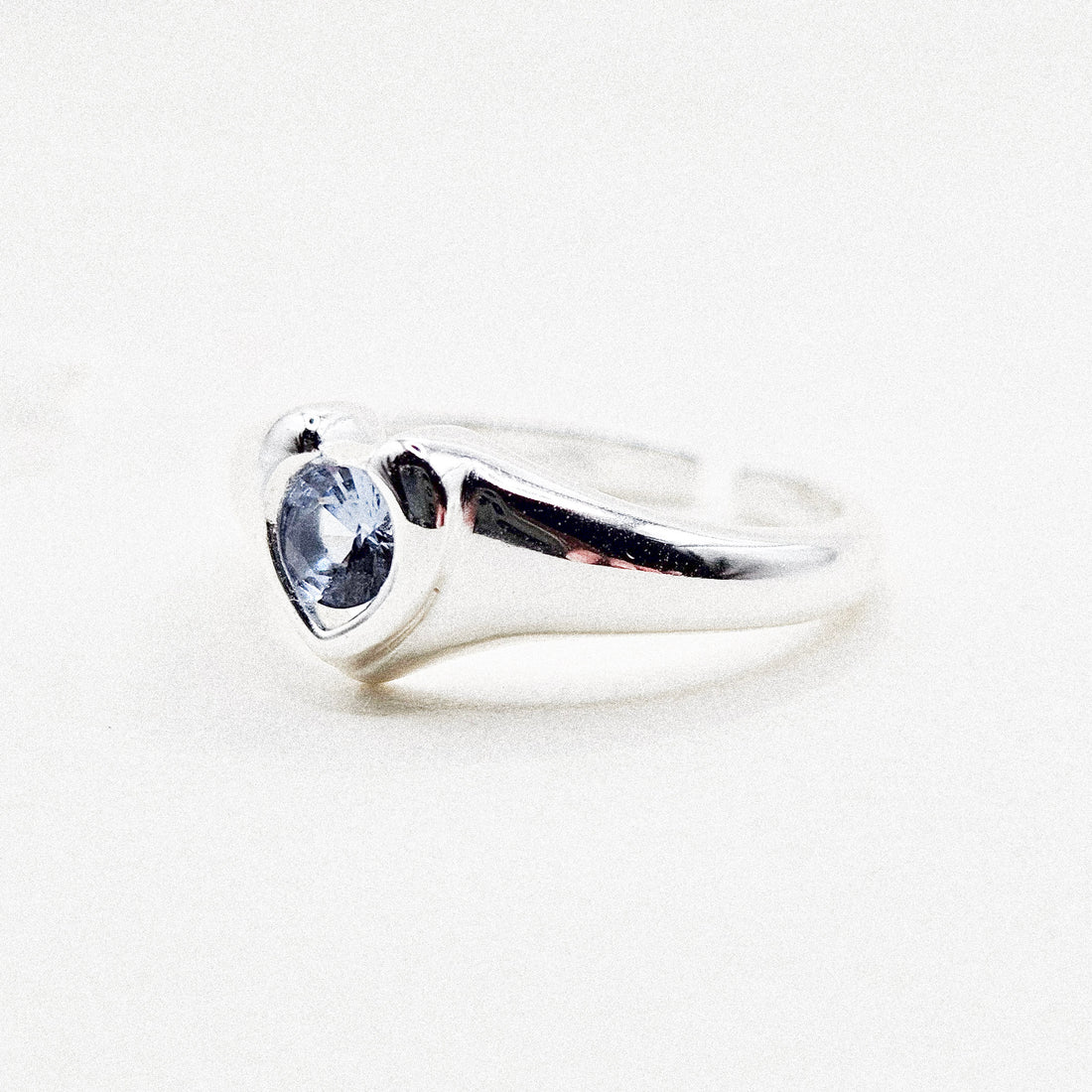 Open Heart CZ Silver Ring