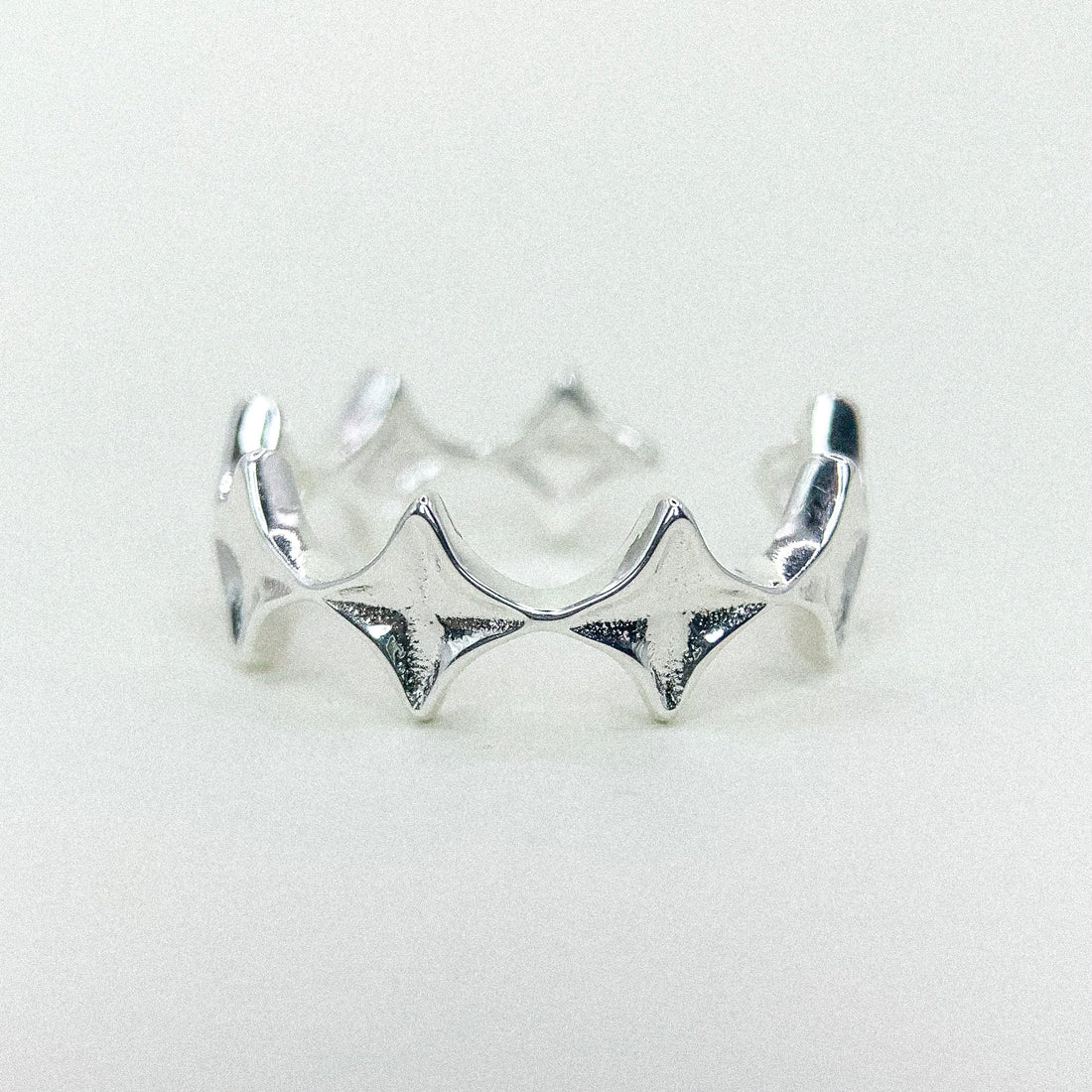 Open Rhombus Line Silver Ring
