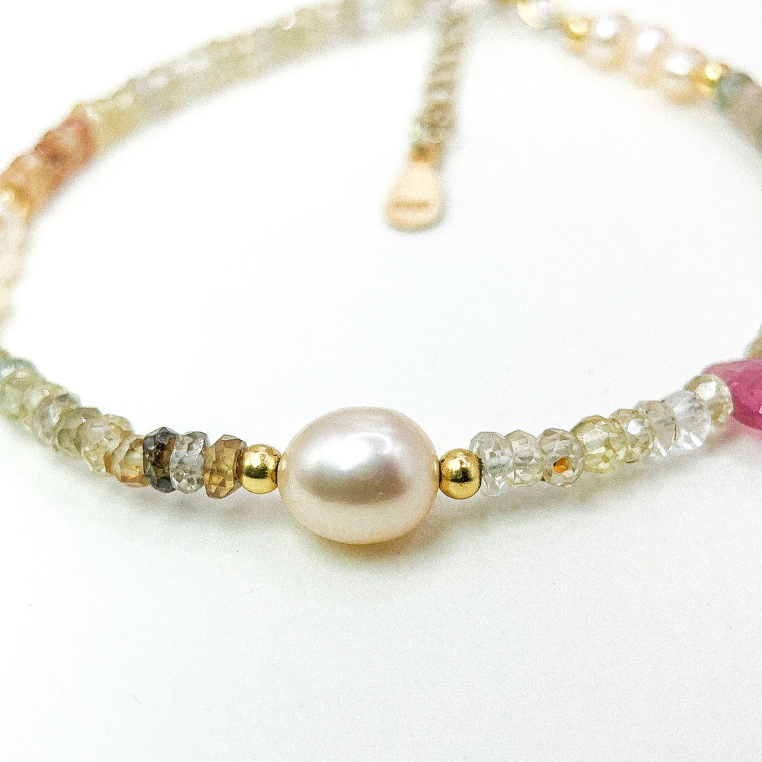 Tourmaline Pearl Zircon Silver Bracelet