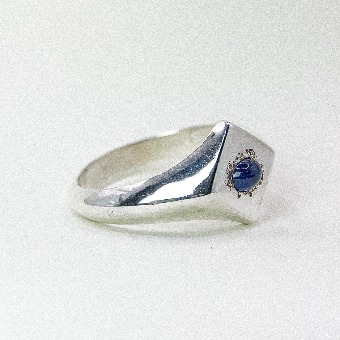 Sapphire Center Rhombus Silver Ring