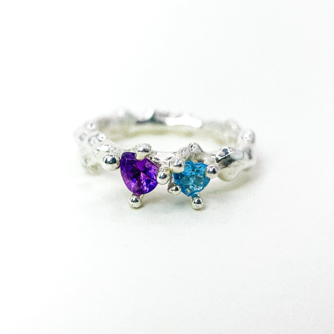 Topaz Amethyst Bubbling Silver Ring