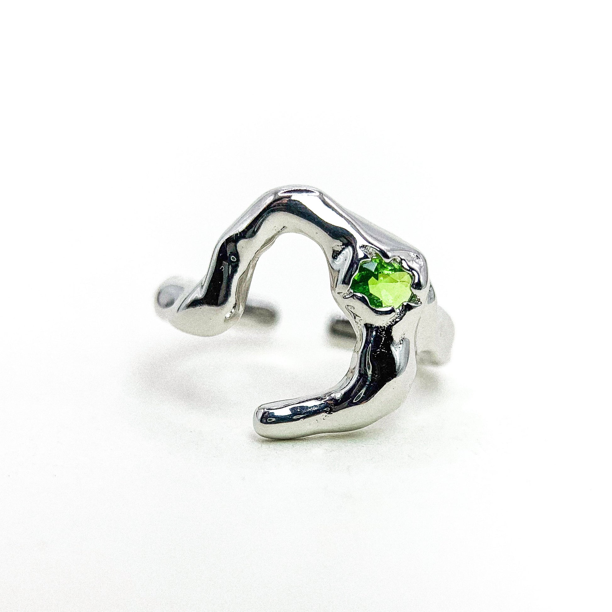 Peridot Open Silver Ring