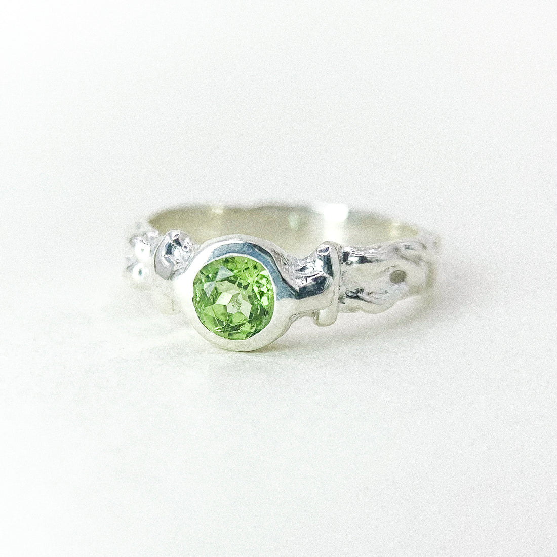 Peridot Rustic Silver Ring