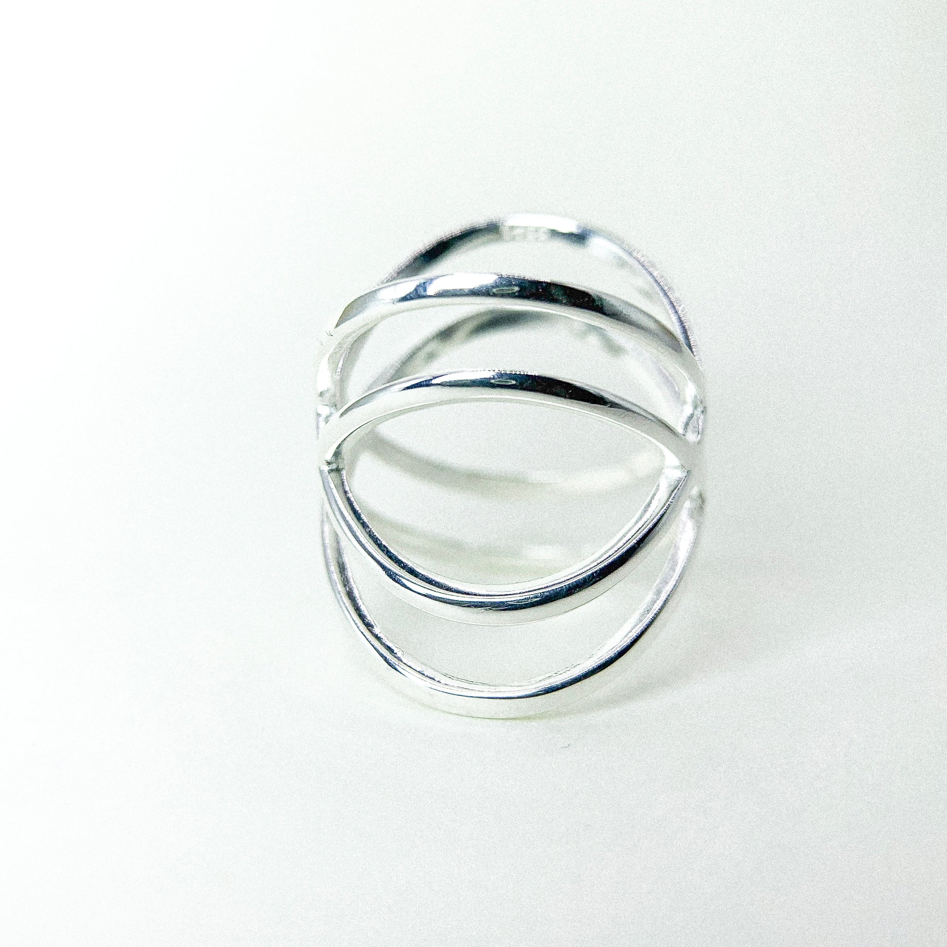 Double Cross X Silver Ring — detail view