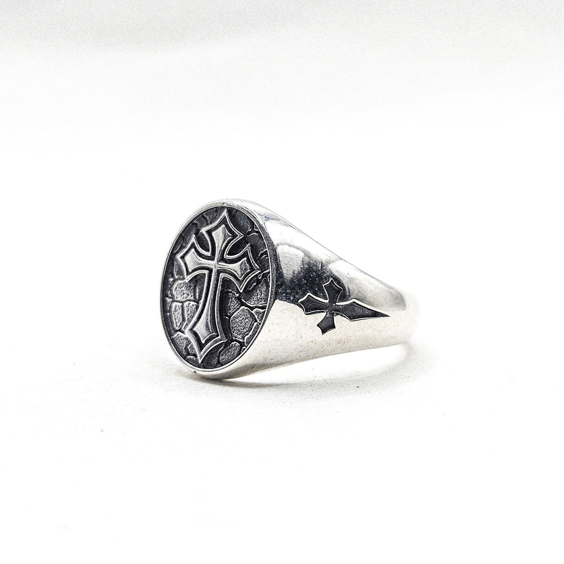 Signet Cross Silver Ring