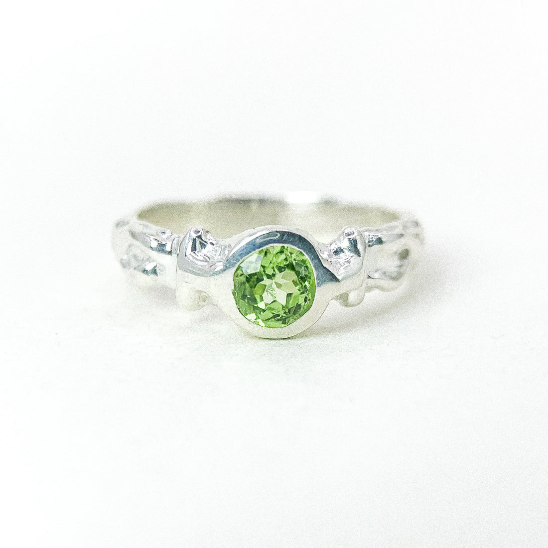 Peridot Rustic Silver Ring