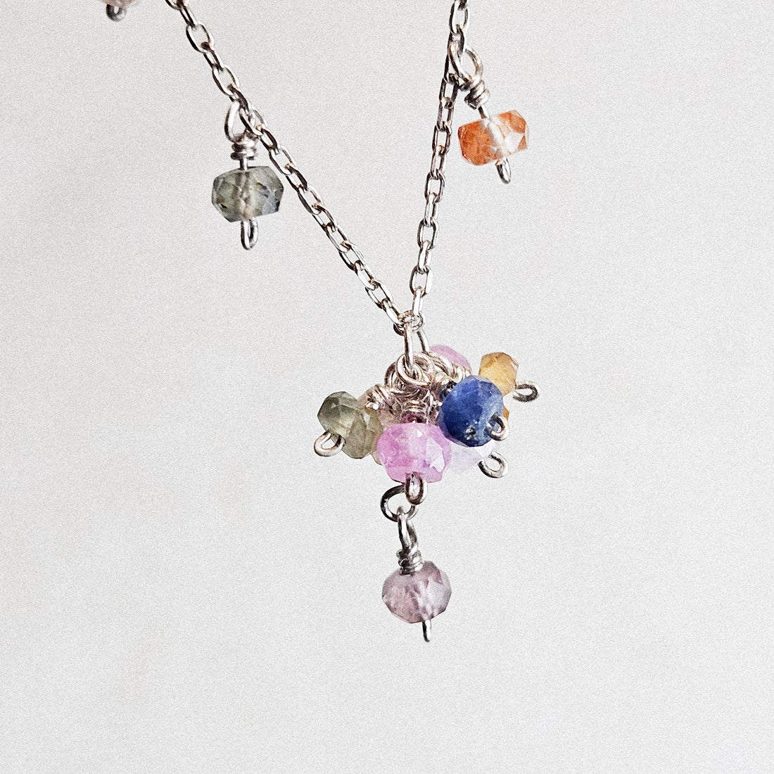 Rainbow Tourmaline Silver Necklace