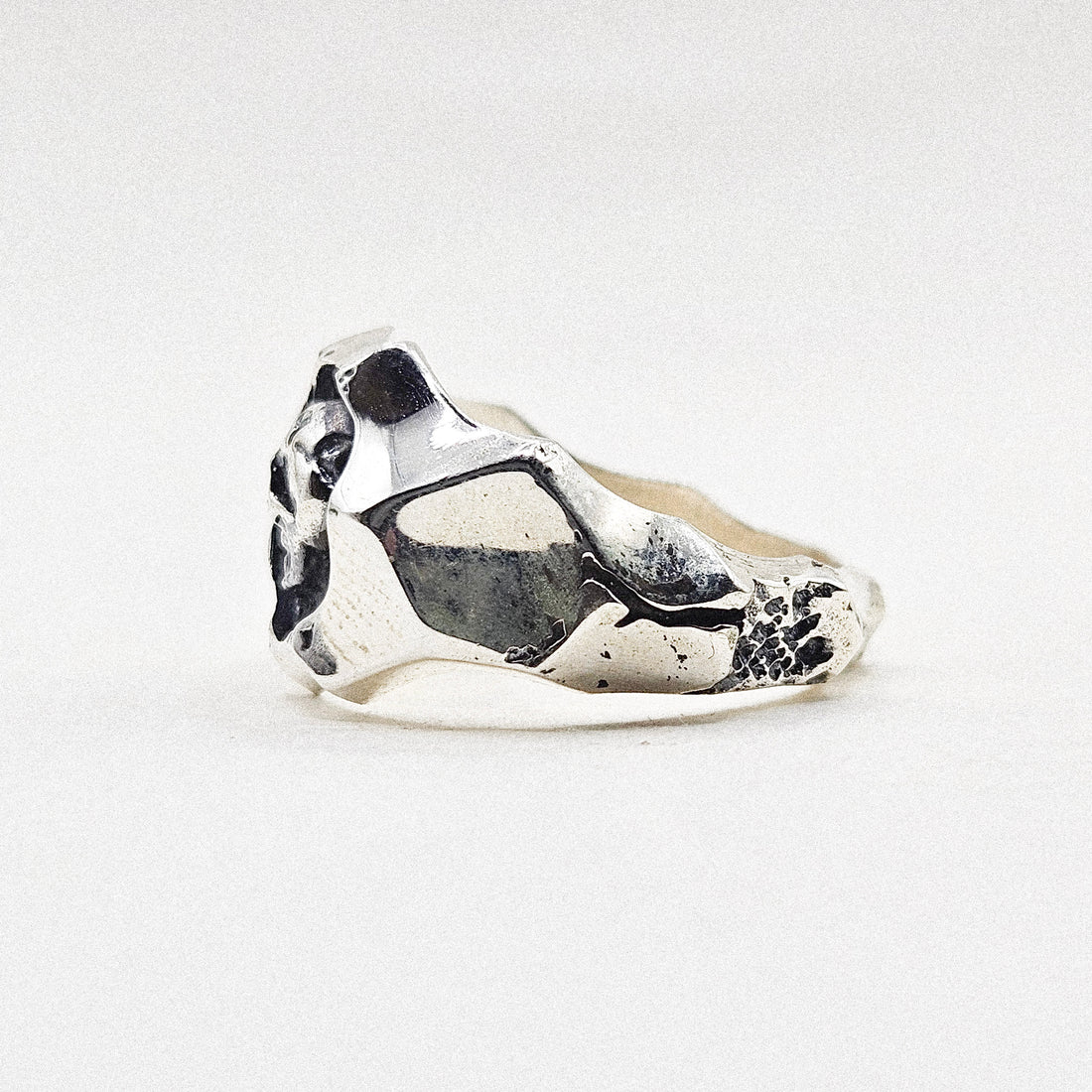 Signet Skull Silver Ring