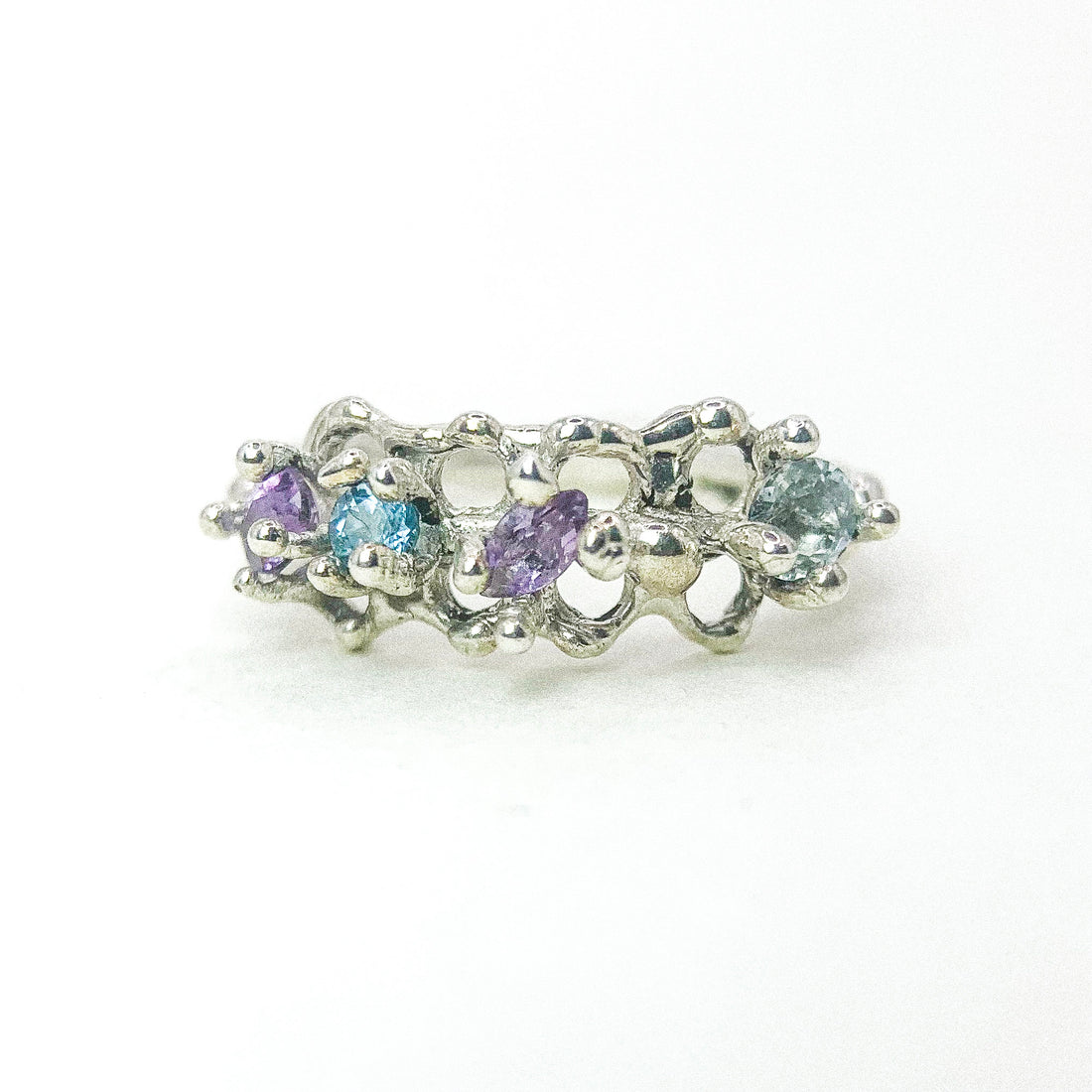 Topaz Amethyst Bubbling Silver Ring
