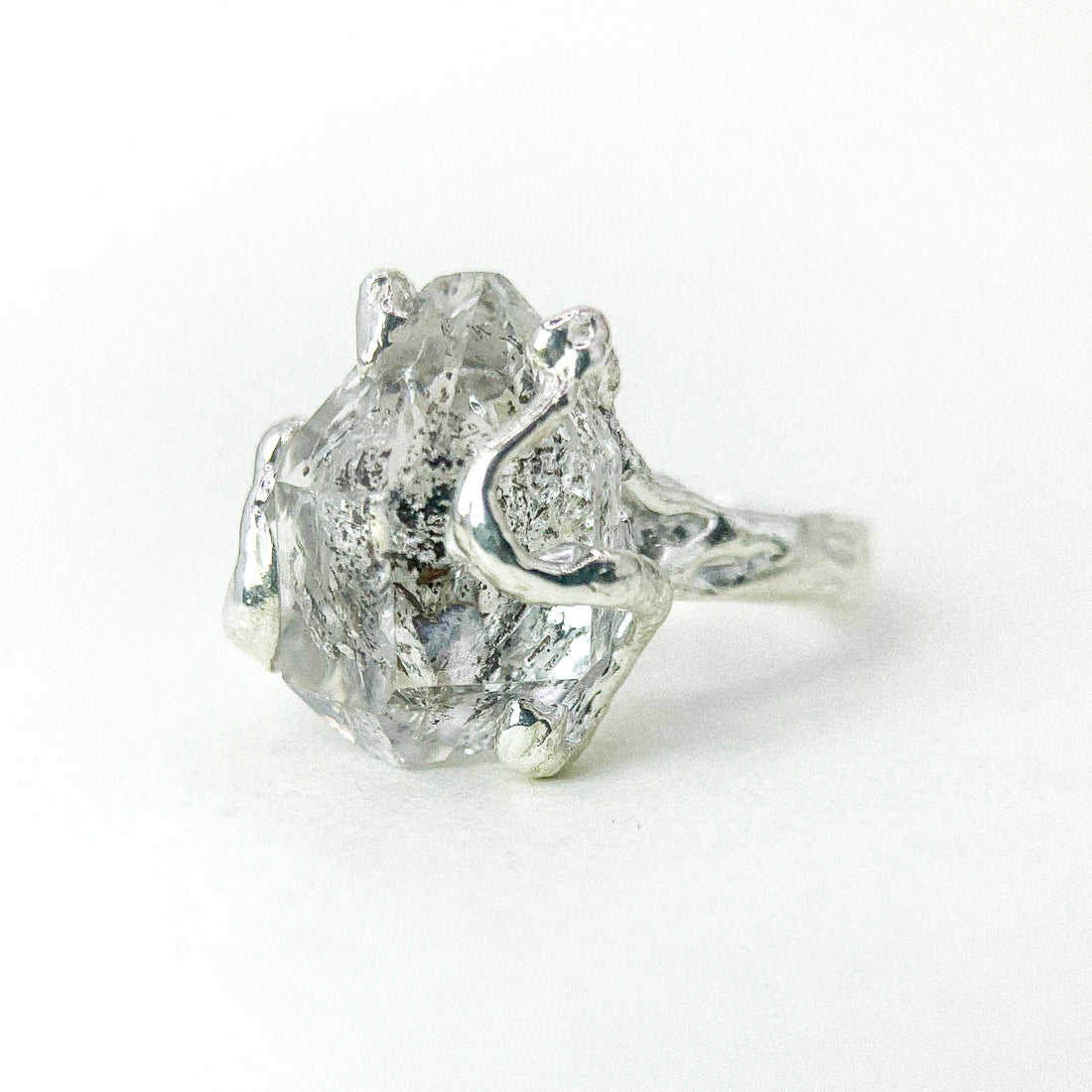 Herkimer Claw Silver Ring