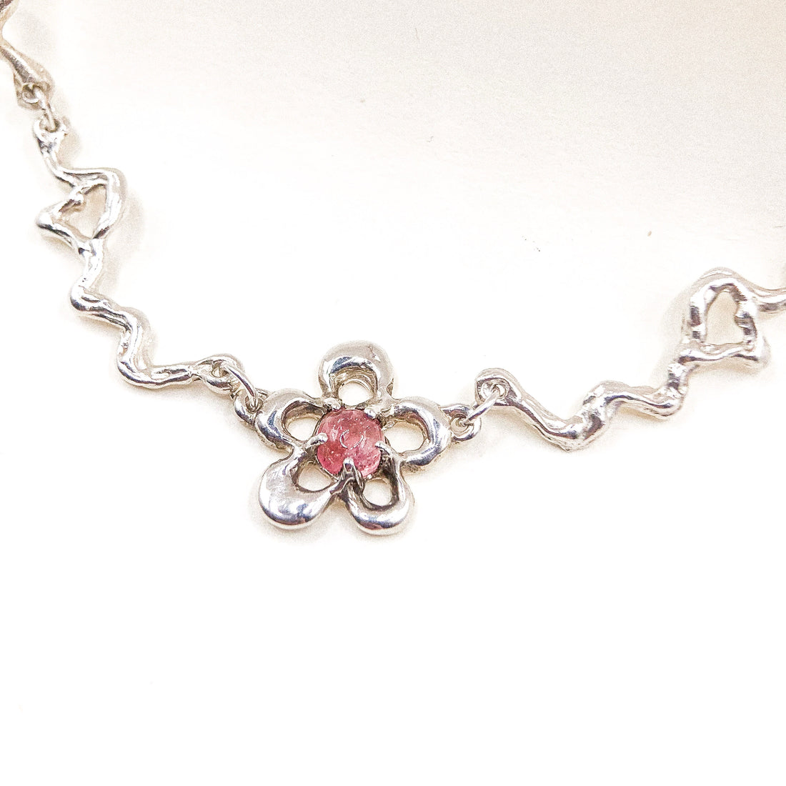 Tourmaline Flower Liquid Silver Necklace
