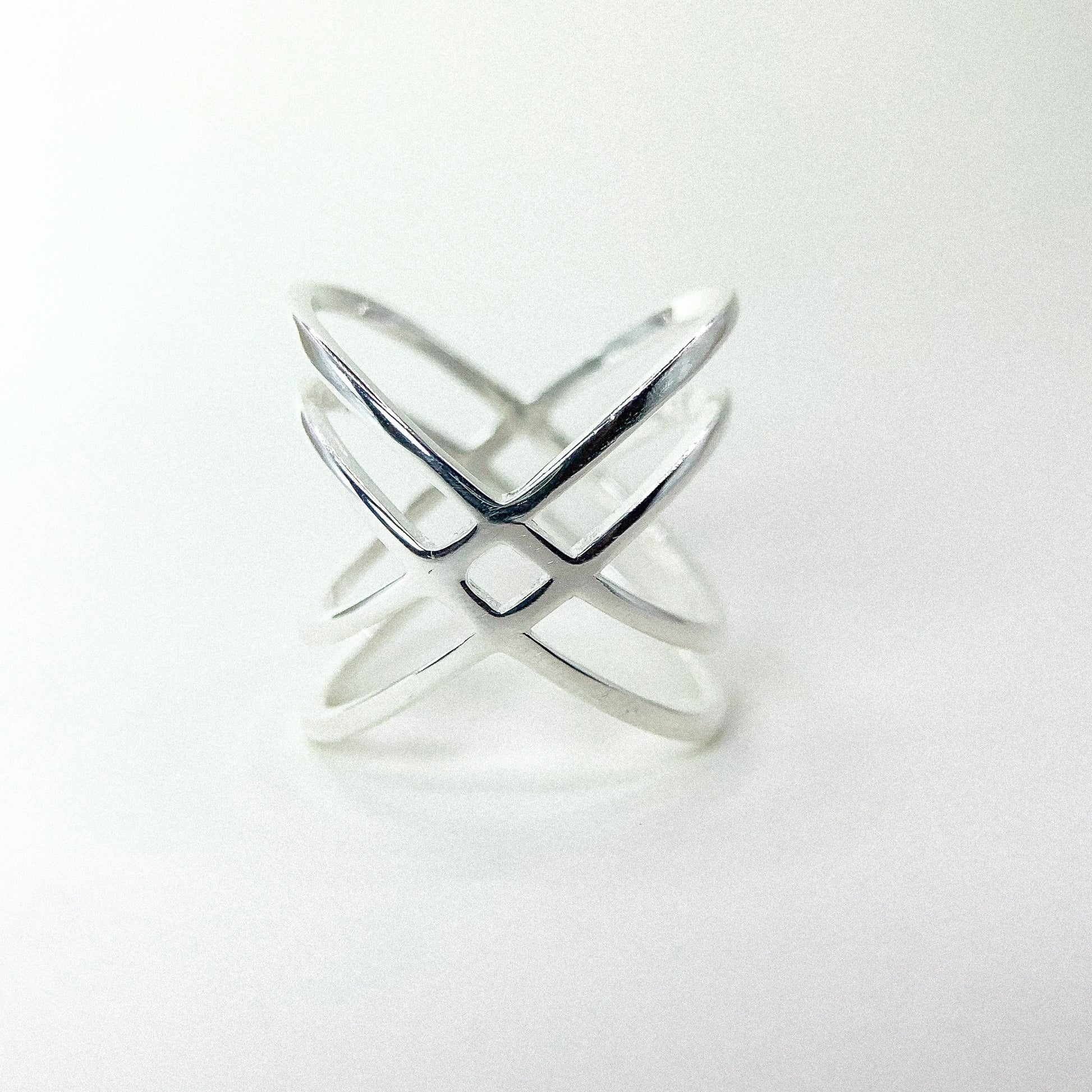 Double Cross X Silver Ring
