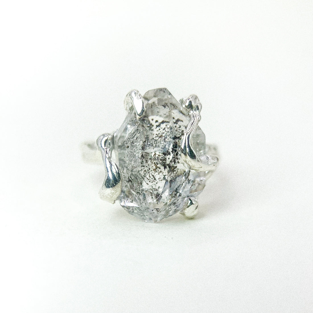 Herkimer Claw Silver Ring