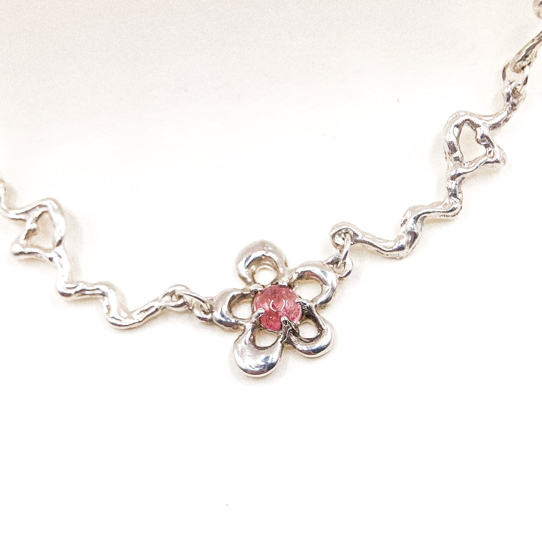 Tourmaline Flower Liquid Silver Necklace