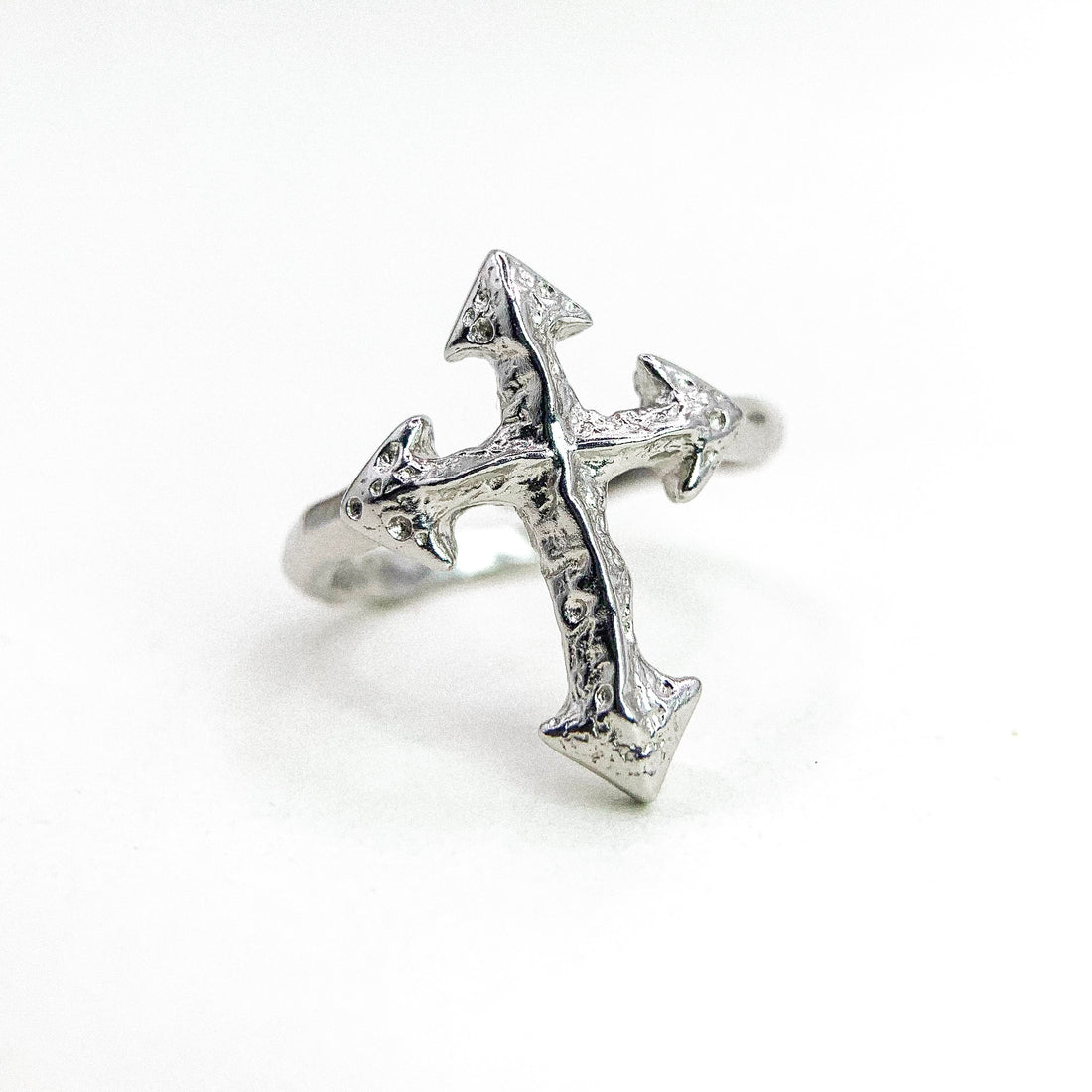 Open Cross Silver Ring