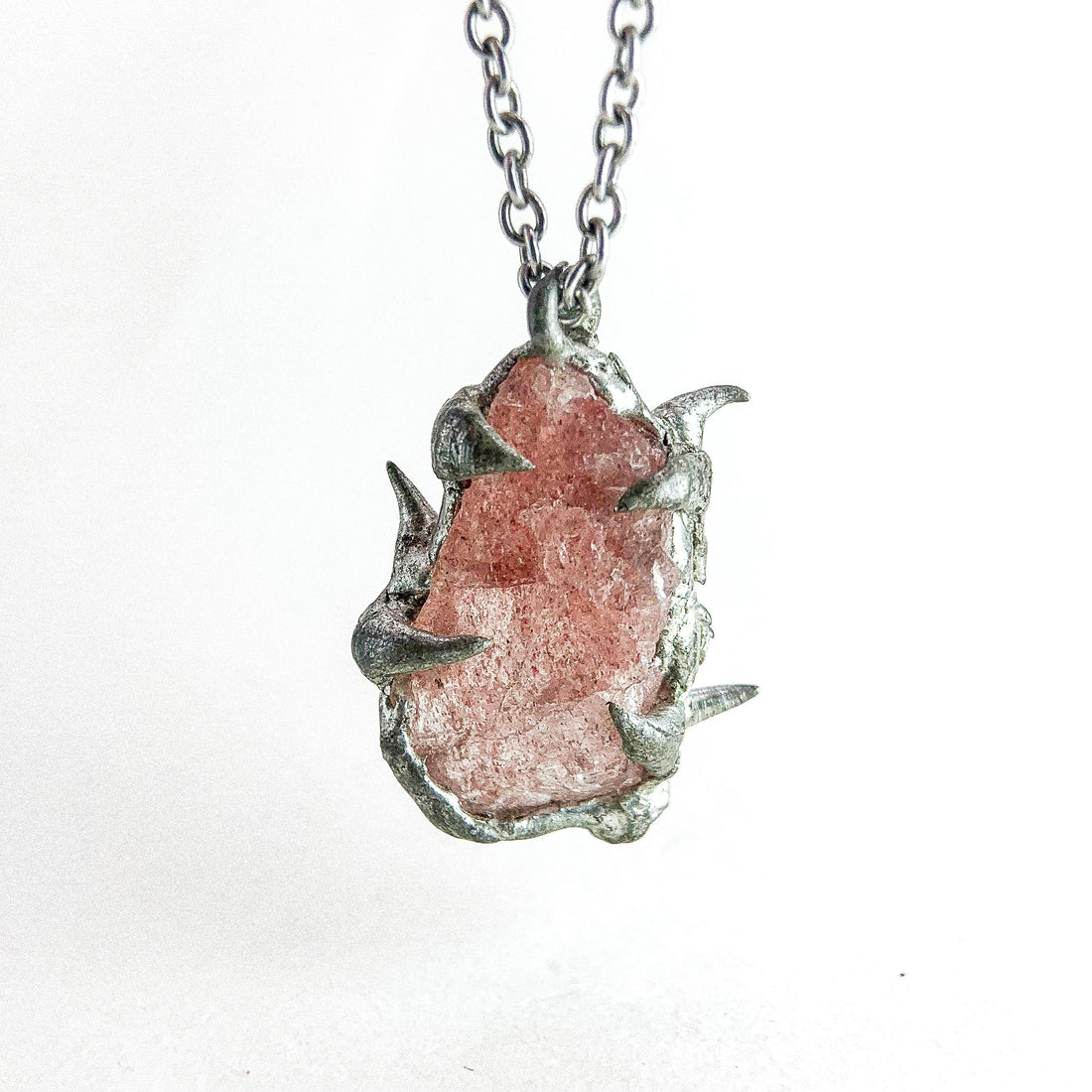 Rose Quartz Silver Pendant