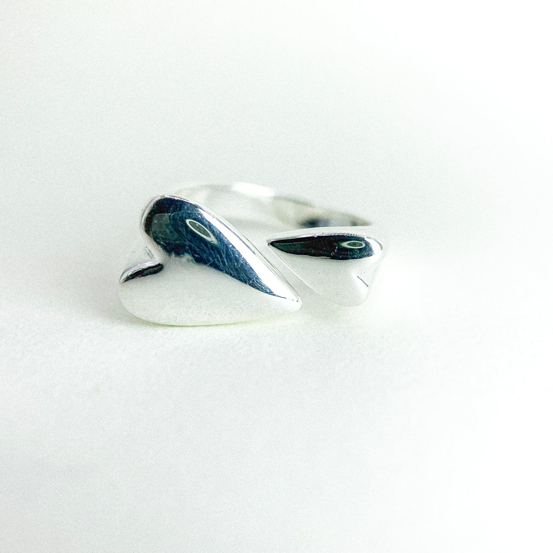 Open Big Small Heart Silve Ring