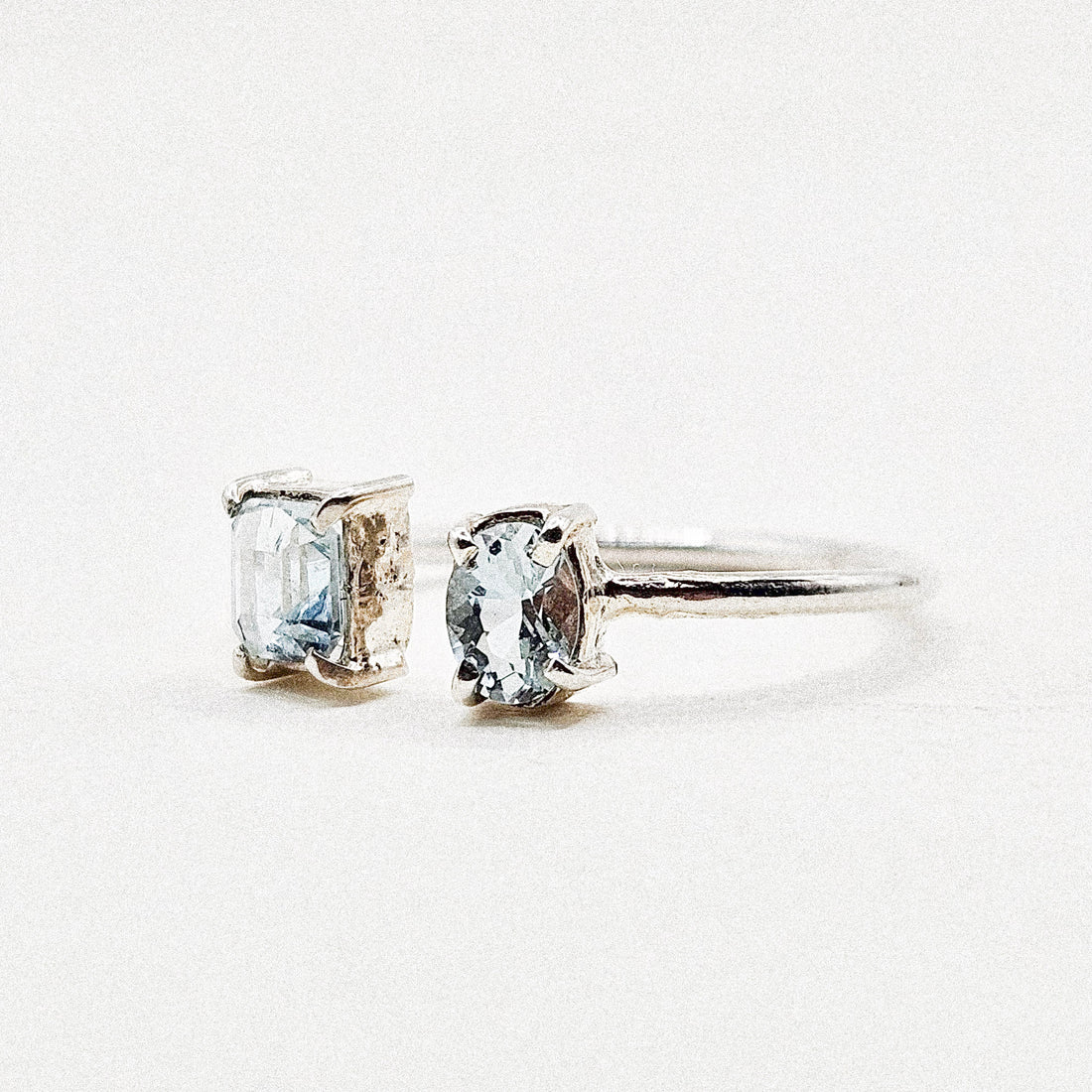 Double Aquamarine Silver Ring