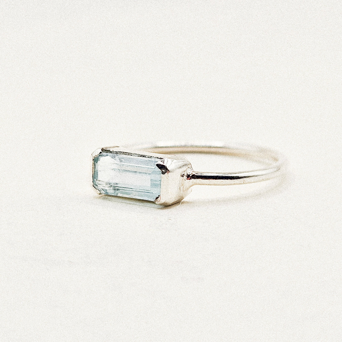 Rectangle Aquamarine Silver Ring