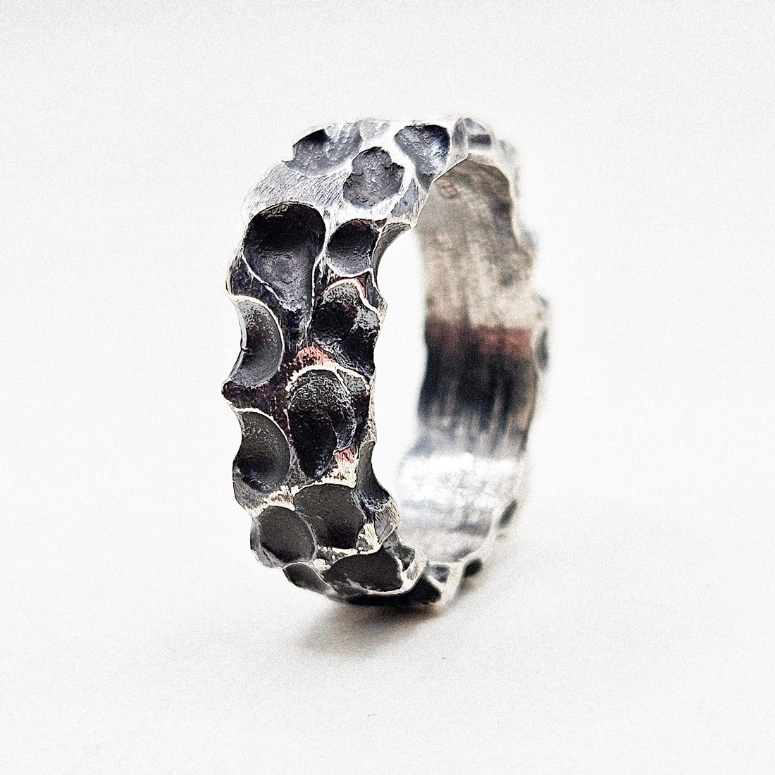Lava Stone Pattern Silver Ring