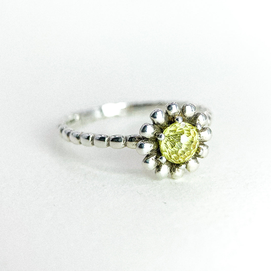 Sunflower Dotline Silver Ring
