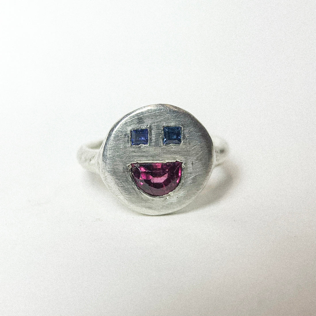 Pixel Smile Silver Ring