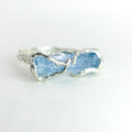 Aquamarine Bar Silver Ring — detail view