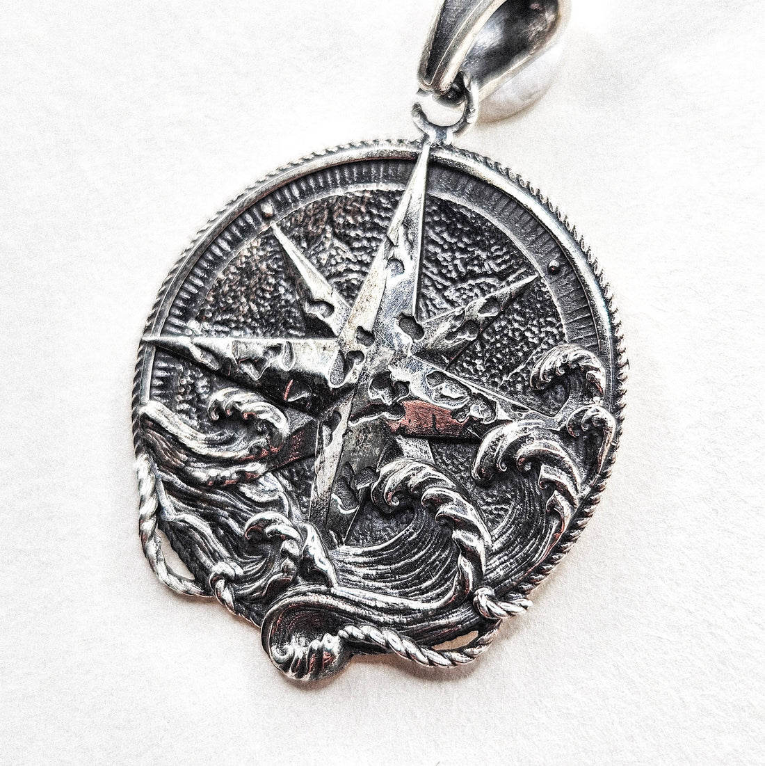 Compass Wave Silver Pendant